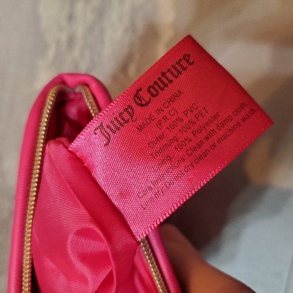 NWOT Juicy Couture small zip makeup/cosmetic bag. Hot pink, black. Sequin. - Picture 9 of 9